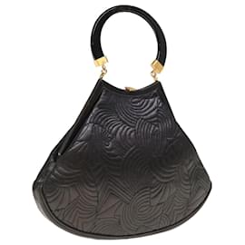 Fendi-FENDI Hand Bag Leather Black Auth 66172-Black