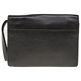 Gucci-GUCCI Clutch Bag Leather Black Auth 66343-Black