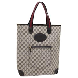 Gucci-GUCCI GG Supreme Sherry Line Tote Bag PVC Leather Red Navy 010 378 Auth ac2770-Red,Navy blue