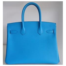 Hermès-Hermes Birkin 30 bag in blue Frida-Blue
