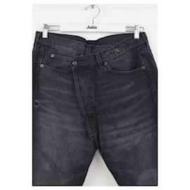 R13-Jeans largos de algodão-Preto