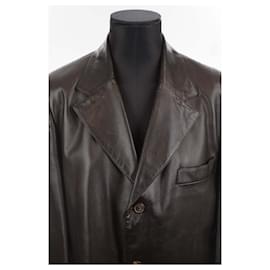 Hermès-Veste en cuir-Marron