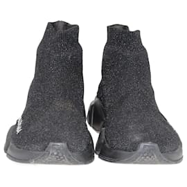 Balenciaga-Balenciaga Black Shimmering Speed Trainer 2.0 Sock sneakers-Black