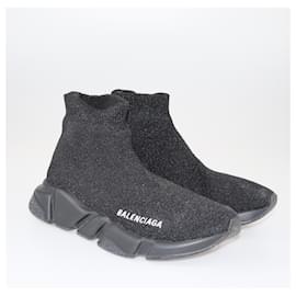 Balenciaga-Balenciaga Black Shimmering Speed Trainer 2.0 Sock sneakers-Black