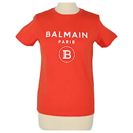 Balmain-Camiseta adolescente com logotipo vermelho Balmain-Vermelho