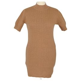 Fendi-Fendi Robe Ado En Maille Ff Beige-Beige