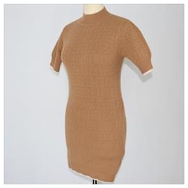 Fendi-Fendi Robe Ado En Maille Ff Beige-Beige