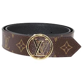 Louis Vuitton-Cinturón reversible con círculo Lv y monograma marrón de Louis Vuitton-Castaño