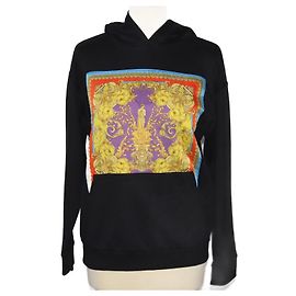Versace chaqueta con capucha negra con estampado de diosa Barroco Negro