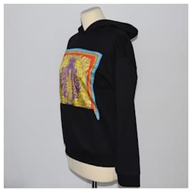 Versace-Versace chaqueta con capucha negra con estampado de diosa Barroco-Negro