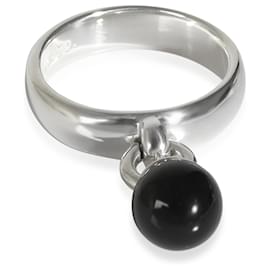Tiffany & Co-TIFFANY & CO. Vintage Onyx Charm Ring in  Sterling Silver-Other