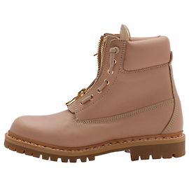 BALMAIN Leather Combat Boots in 38 EU in Neutrals Beige