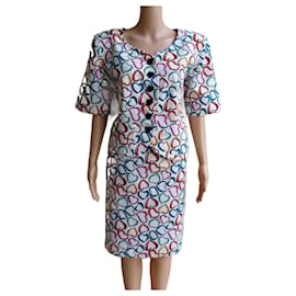 Yves Saint Laurent Terno e saia Branco Multicor