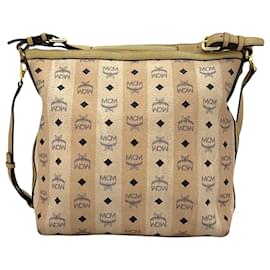 MCM-MCM 2Way shoulder bag in ivory nude, crossbody bag, handbag, purse with logo.-Other
