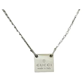 Gucci-Collar de cadena con placa con logotipo de Gucci Collar de metal en excelentes condiciones-Otro