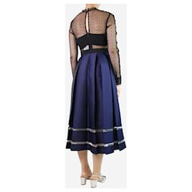 Self portrait-Blue lace pleated dress - size UK 12-Blue