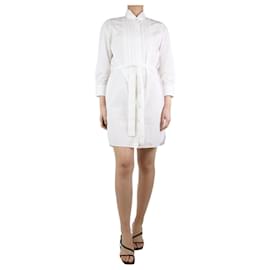 Burberry-Weißes Hemdkleid mit Gürtel – Größe UK 8-Weiß