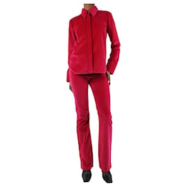 Autre Marque-Completo camicia e pantaloni in velluto fucsia - taglia XS-Rosa