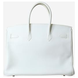Hermès-White 2007 Birkin 35 Bag in Clemence Leather-White
