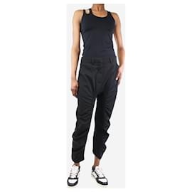 Stella Mc Cartney-Black wrinkled cropped trousers - size UK 6-Black