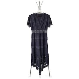 The Kooples Das Kooples schwarzes langes Spitzenkleid Schwarz