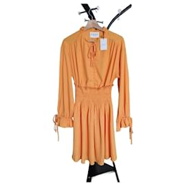 Claudie Pierlot-Claudie Pierlot orange viscose long sleeve mini dress-Orange