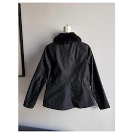 Barbour-Barbour International Black Waxed Faux Fur Moto Jacket-Black
