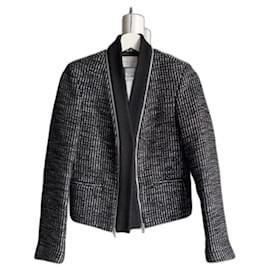 Sandro-Sandro black/silver tweed jacket-Black