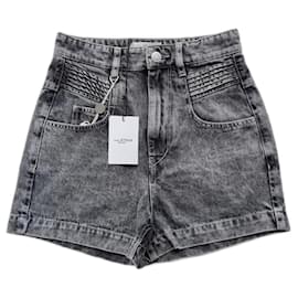 Isabel Marant Etoile-Isabel Marant Hiana high-waisted grey denim shorts-Grey