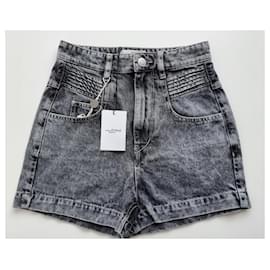 Isabel Marant Etoile-Shorts de mezclilla gris de talle alto Isabel Marant Hiana.-Gris