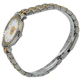 Hermès-Hermes Silber Quarz Edelstahl Sellier Uhr-Silber