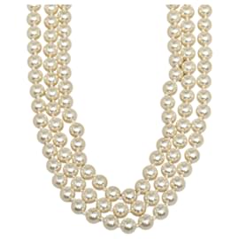 Saint Laurent-Collier de fausses perles avec logo YSL orné de cristaux blancs Saint Laurent-Blanc