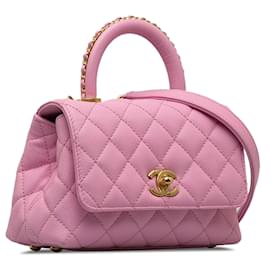 Chanel-Chanel Pink Extra Mini Caviar Coco Handle Bag-Pink