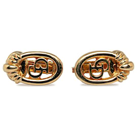 Dior-Boucles d'oreilles clip logo doré Dior-Doré