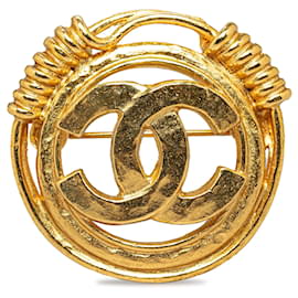 Chanel-Chanel Gold CC Brooch-Golden