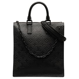 Louis Vuitton-Louis Vuitton Black Monogram Taurillon Sac Plat-Noir