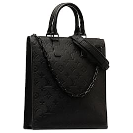 Louis Vuitton-Louis Vuitton Black Monogram Taurillon Sac Plat-Black