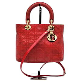 Dior-Bolso de cuero rojo Lady Dior de Dior-Roja