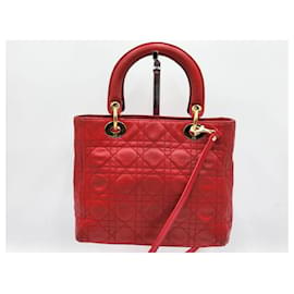 Dior-Dior Lady Dior rote Ledertasche-Rot