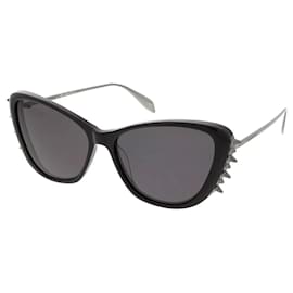 Alexander Mcqueen-AM0339S-001 58 Gafas de sol para mujer de acetato negro-rutenio-gris-Negro,Gris antracita