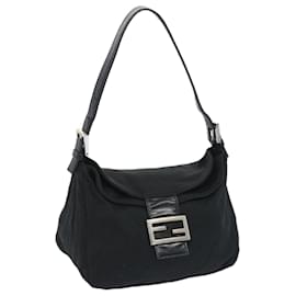 Fendi-FENDI Mamma Baguette Shoulder Bag Nylon Black Auth ep3241-Black
