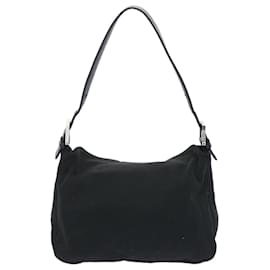 Fendi-FENDI Mamma Baguette Shoulder Bag Nylon Black Auth ep3241-Black
