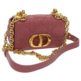 Christian Dior-Christian Dior Caro Shoulder Bag Leather Pink Auth 66700A-Pink