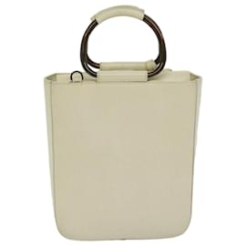 Gucci-GUCCI Hand Bag Leather Outlet 2way Cream Auth 66587-Cream