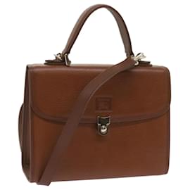 Autre Marque-Burberrys Hand Bag Leather 2way Brown Auth ep3329-Brown