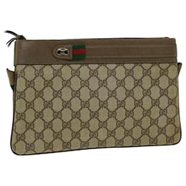 Gucci-GUCCI GG Canvas Web Sherry Line Shoulder Bag PVC Beige Red Green Auth bs12122-Red,Beige,Green