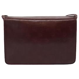 Christian Dior-Christian Dior Shoulder Bag Leather Wine Red Auth bs12110-Other