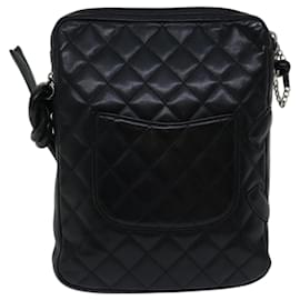 Chanel-CHANEL Cambon Line Shoulder Bag Leather Black CC Auth hk1072-Black