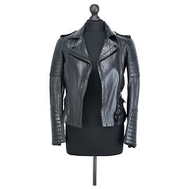 Burberry Black Leather Biker Jacket Black