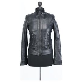 Dolce & Gabbana Black Leather Biker Jacket Black